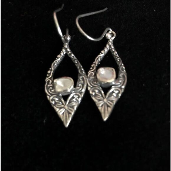 Raw Uncut Natural Diamond Earrings Set in 925 Sterling Silver - Picture 2 of 8